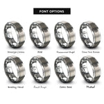 font options for inside engraving on grey weeping willow rings