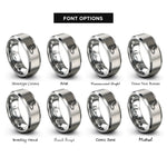 font options for inside engraving on grey weighted boots pair rings