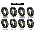 font options for inside engraving on gunmetal & blue weighted boots pair rings