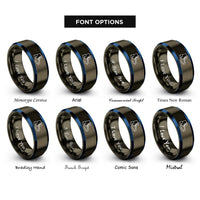 font options for inside engraving on gunmetal & blue weighted boots pair rings