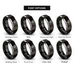 font options for inside engraving on black & gray welder mask torch rings