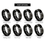 font options for inside engraving on black & silver welding clamp rings