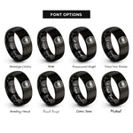 font options for inside engraving on black welding helmet rings