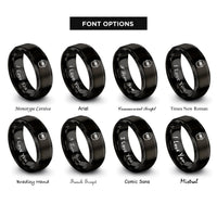 font options for inside engraving on black welding helmet rings