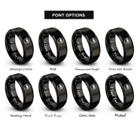 font options for inside engraving on black welding helmet rings