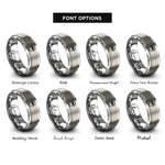 font options for inside engraving on silver welding helmet rings