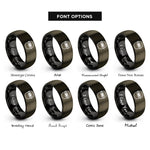 font options for inside engraving on gunmetal & black welding helmet rings