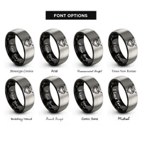 font options for inside engraving on black & grey welding mask torches rings