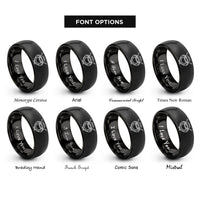 font options for inside engraving on black welding mask torches rings