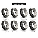 font options for inside engraving on black & silver welding torch spark rings