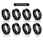 font options for inside engraving on black & gray welding torch spark rings