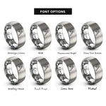 font options for inside engraving on gray welding torch spark rings