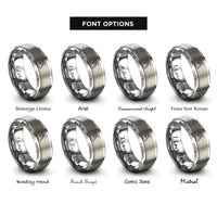 font options for inside engraving on grey welding torch spark rings