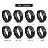 font options for inside engraving on black welsh dragon shield rings