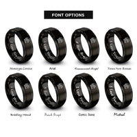 font options for inside engraving on black welsh dragon shield rings