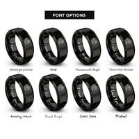 font options for inside engraving on black welsh dragon shield rings