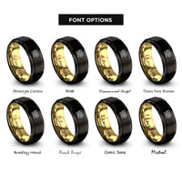 font options for inside engraving on black & gold welsh dragon wales rings