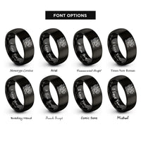 font options for inside engraving on black welsh dragon wales rings