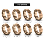 font options for inside engraving on rose gold welsh dragon wales rings