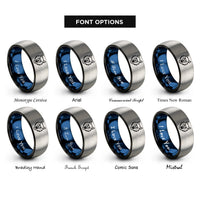 font options for inside engraving on black & blue & silver werewolf rings