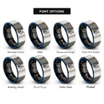 font options for inside engraving on black & blue & grey werewolf rings