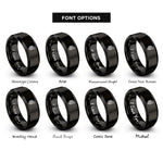 font options for inside engraving on black werewolf howl rings