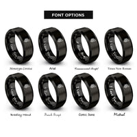 font options for inside engraving on black werewolf howl rings