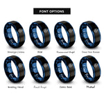 font options for inside engraving on black & blue west centered globe rings