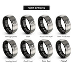 font options for inside engraving on black & gray west centered globe rings