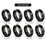 font options for inside engraving on black & gray west centered globe rings