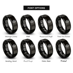 font options for inside engraving on black west centered globe rings