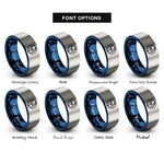 font options for inside engraving on blue & gray west centered globe rings