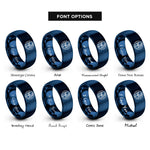 font options for inside engraving on blue west centered globe rings