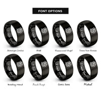 font options for inside engraving on black western dragon rings