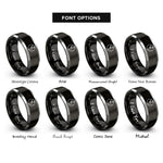 font options for inside engraving on black & gray western hemisphere rings