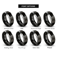 font options for inside engraving on black & gray western hemisphere rings
