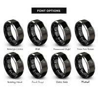 font options for inside engraving on black & silver western saddle rings