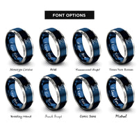 font options for inside engraving on blue & silver whale tail rings