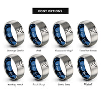 font options for inside engraving on blue & silver whale tail rings