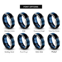 font options for inside engraving on blue & silver whale tail rings