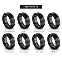 font options for inside engraving on gunmetal & blue whale tail rings