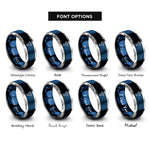 font options for inside engraving on blue & grey whale tail spray rings