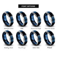 font options for inside engraving on blue & grey whale tail spray rings