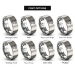 font options for inside engraving on gray whale tail spray rings