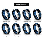 font options for inside engraving on blue & silver whale wave rings