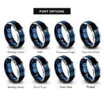 font options for inside engraving on blue & gray whale wave rings
