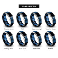 font options for inside engraving on blue & gray whale wave rings