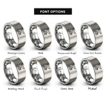 font options for inside engraving on silver whale wave rings