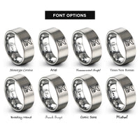 font options for inside engraving on silver whale wave rings