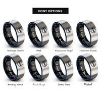 font options for inside engraving on black & blue & gray wham jagged burst rings